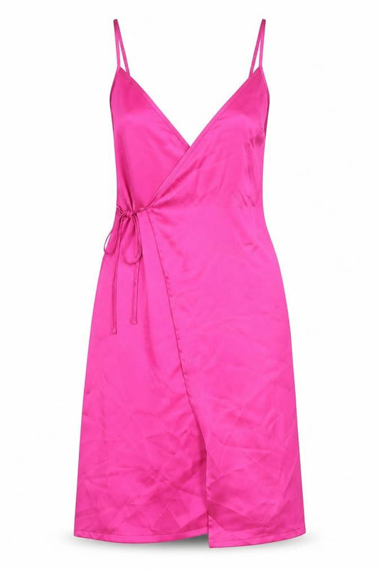 Material Gal Womens Pink Polyester Wrap Dress Size 8 V-Neck Pullover