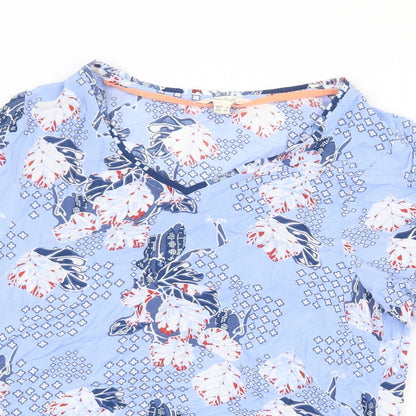 Marks & Spencer Womens Blue Geometric Viscose Basic Blouse Size 8 V-Neck