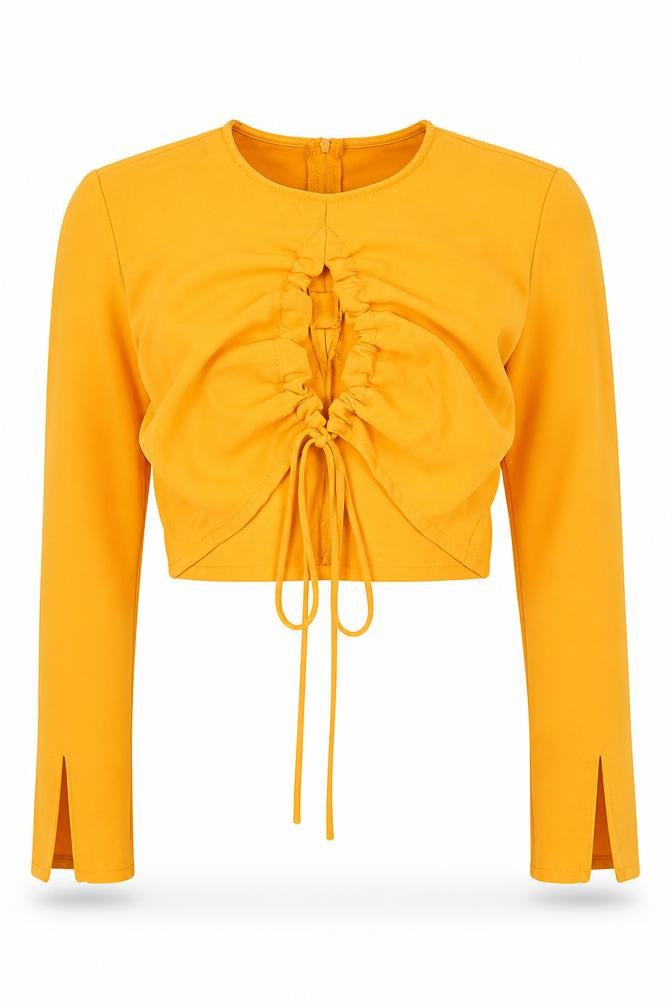 H&M Womens Orange Polyester Cropped T-Shirt Size 8 Round Neck