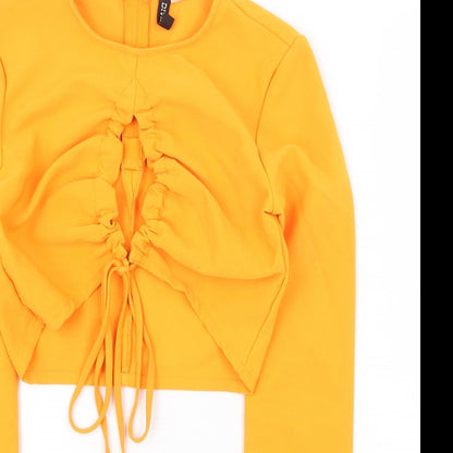 H&M Womens Orange Polyester Cropped T-Shirt Size 8 Round Neck