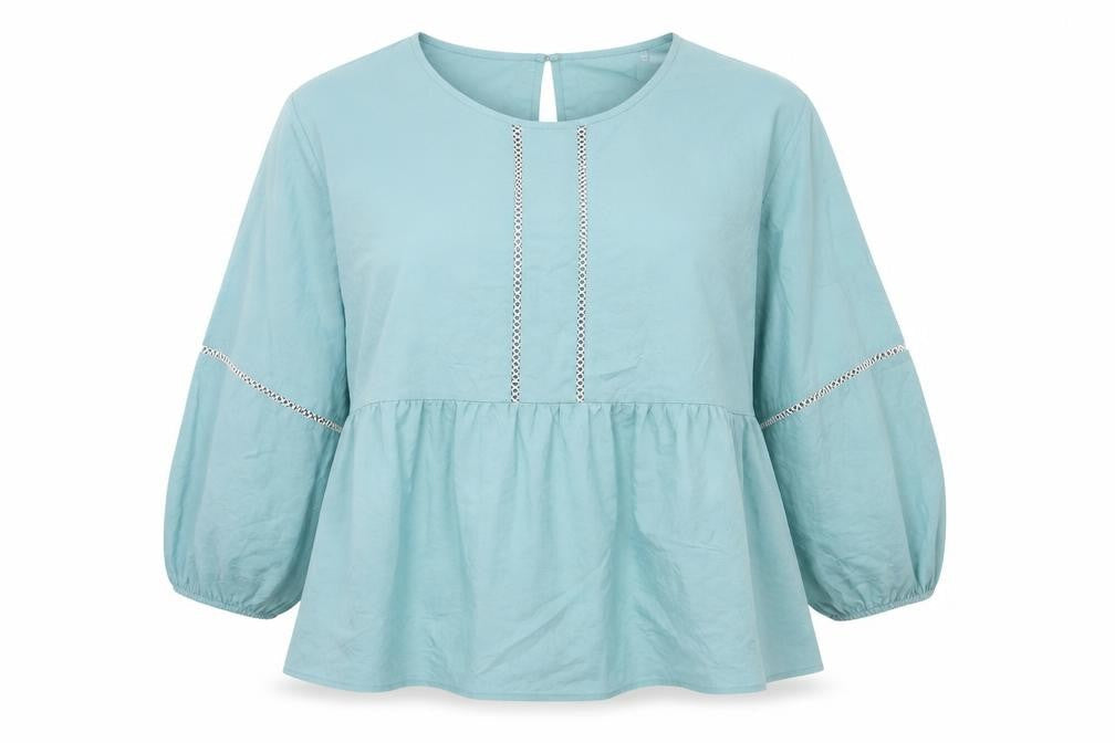 Marks & Spencer Womens Green 100% Cotton Basic Blouse Size 12 Round Neck