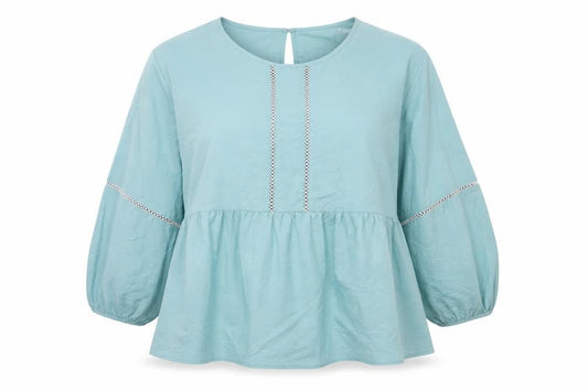 Marks and Spencer Womens Green 100% Cotton Basic Blouse Size 12 Round Neck