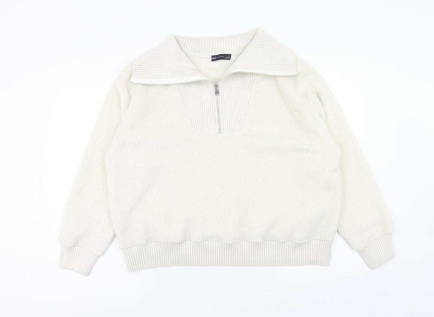 Marks and Spencer Womens White Polyester Pullover Sweatshirt Size XL Zip