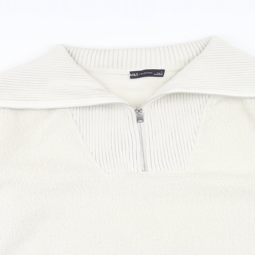 Marks and Spencer Womens White Polyester Pullover Sweatshirt Size XL Zip