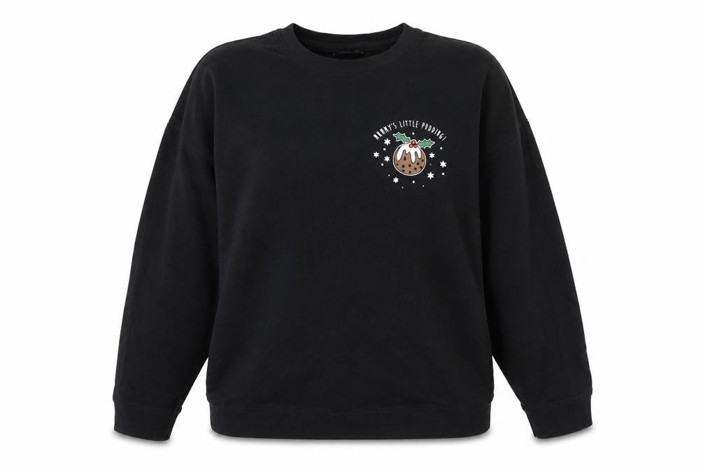 New Look Womens Black Cotton Pullover Sweatshirt Size 14 Pullover - Christmas