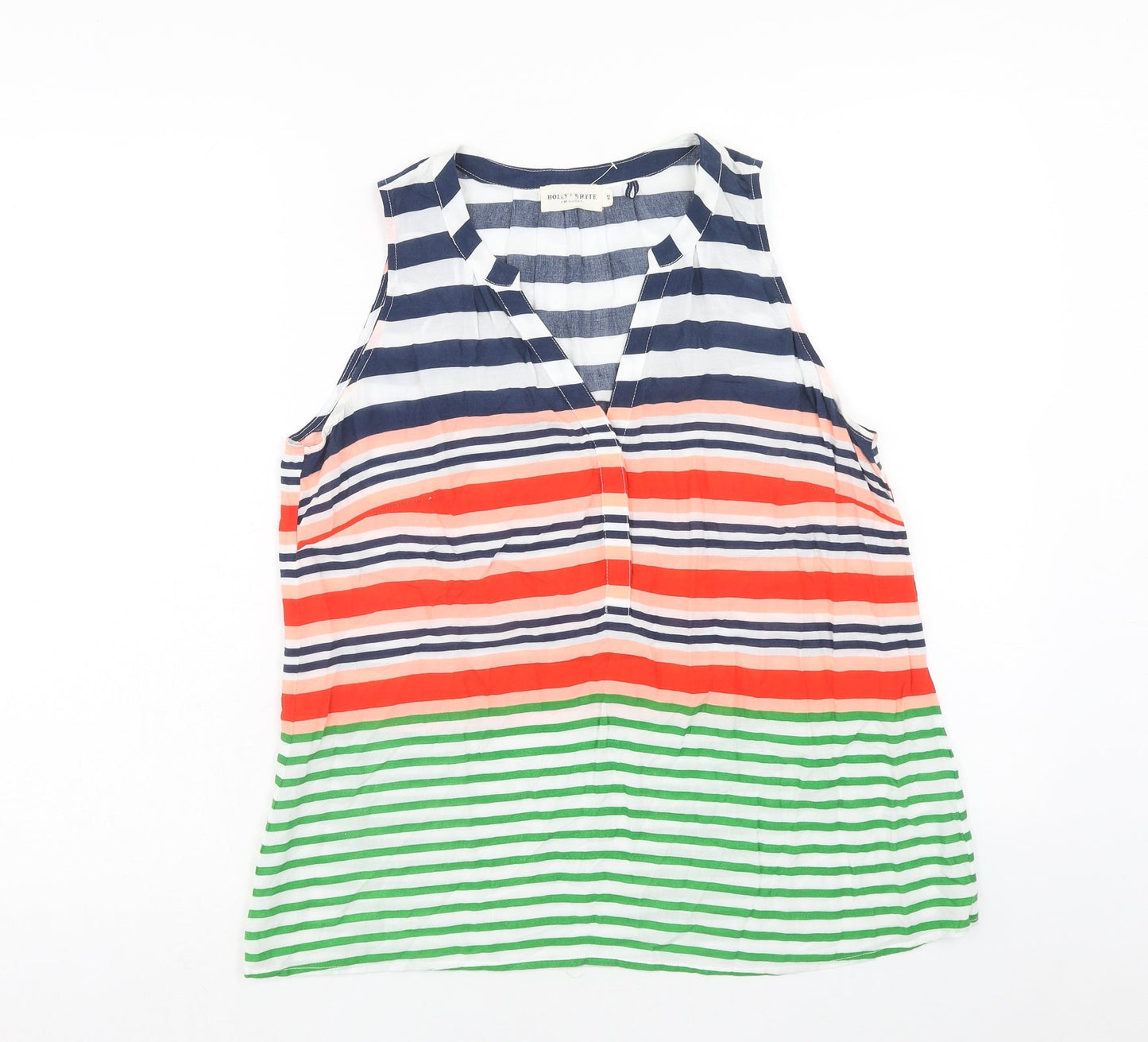 Holly & Whyte Womens Multicoloured Striped Viscose Basic Tank Size 12 V-Neck