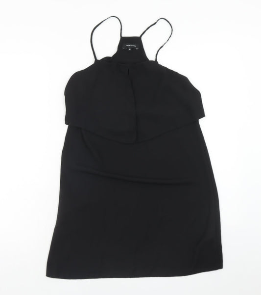 New Look Womens Black Polyester Tunic Tank Size 10 Square Neck