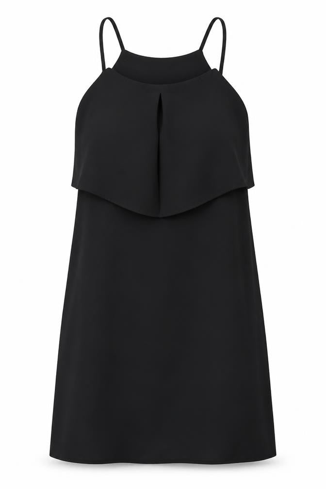 New Look Womens Black Polyester Tunic Tank Size 10 Square Neck
