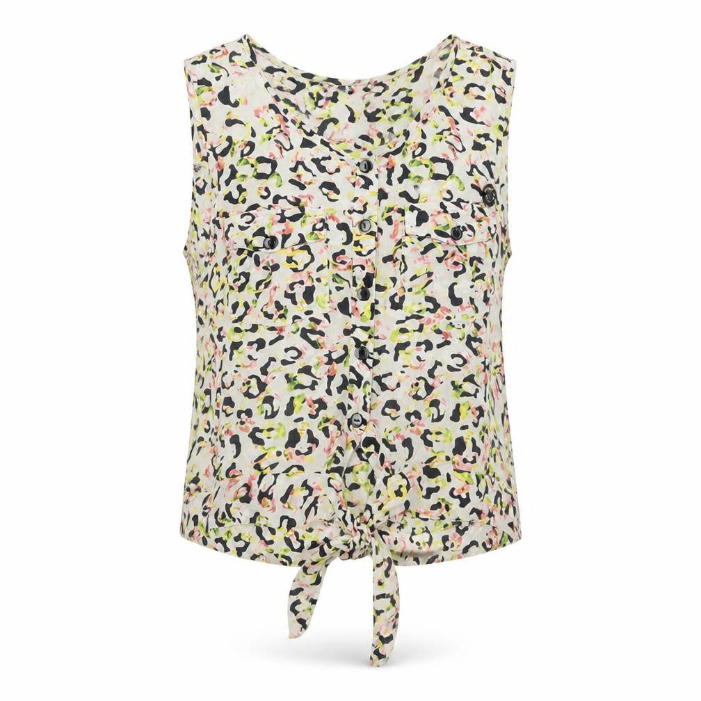 attr@ttivo Womens Multicoloured Geometric Viscose Basic Tank Size S V-Neck