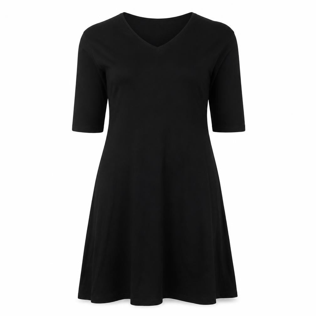 JD Wiliams Womens Black Viscose Fit & Flare Size 10 V-Neck Pullover