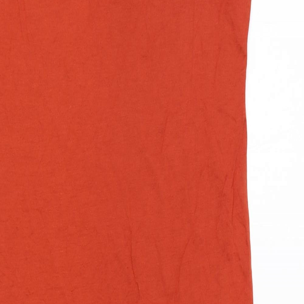 Marks and Spencer Womens Orange Viscose T-Shirt Dress Size S V-Neck Pullover