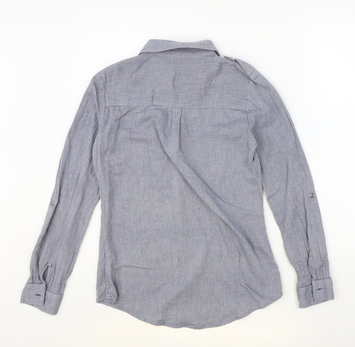 Dorothy Perkins Womens Blue 100% Cotton Basic Button-Up Size 8 Collared