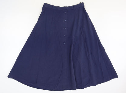 Preworn Womens Blue Polyester Swing Skirt Size 30 in Button