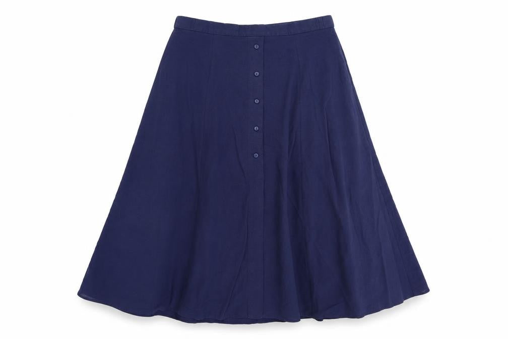 Preworn Womens Blue Polyester Swing Skirt Size 30 in Button