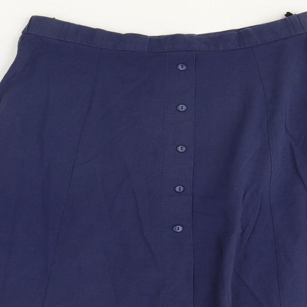 Preworn Womens Blue Polyester Swing Skirt Size 30 in Button