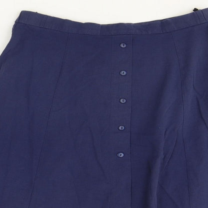 Preworn Womens Blue Polyester Swing Skirt Size 30 in Button