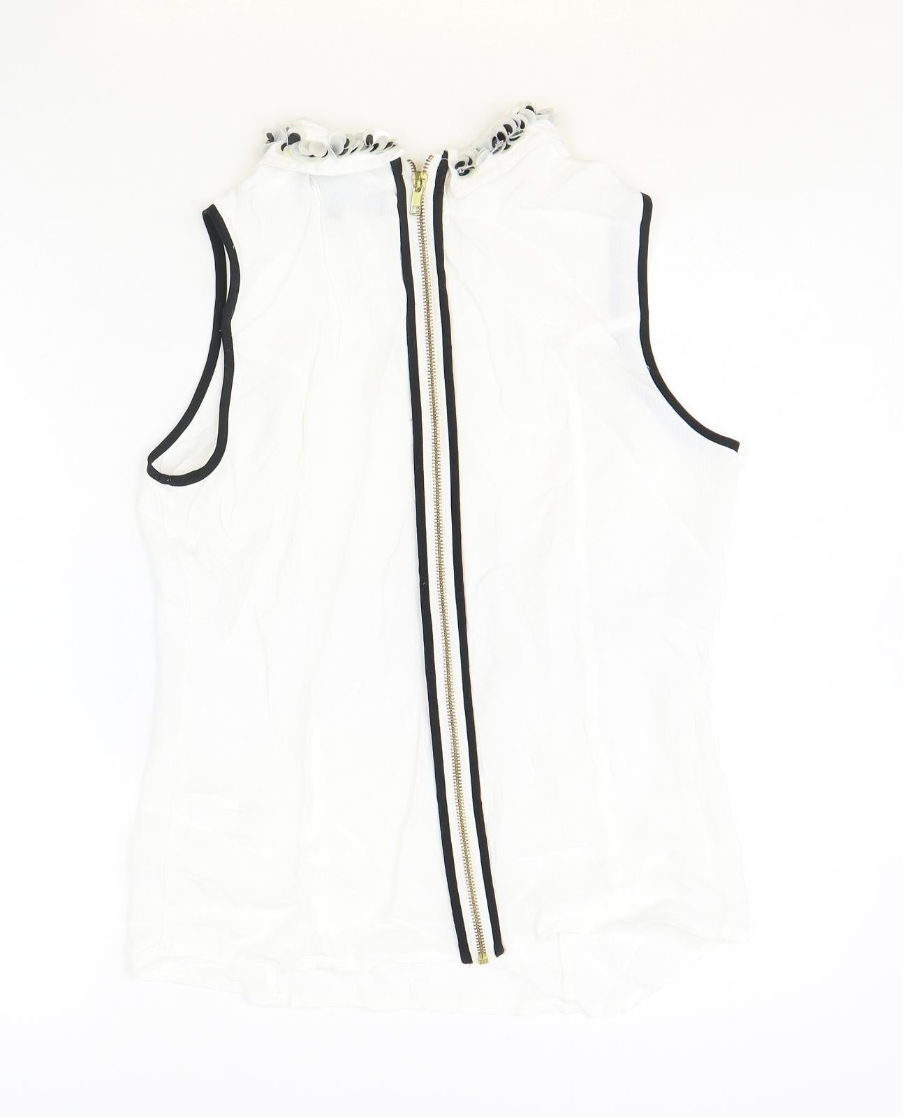Marks and Spencer Womens Ivory Viscose Basic Tank Size 10 Collared