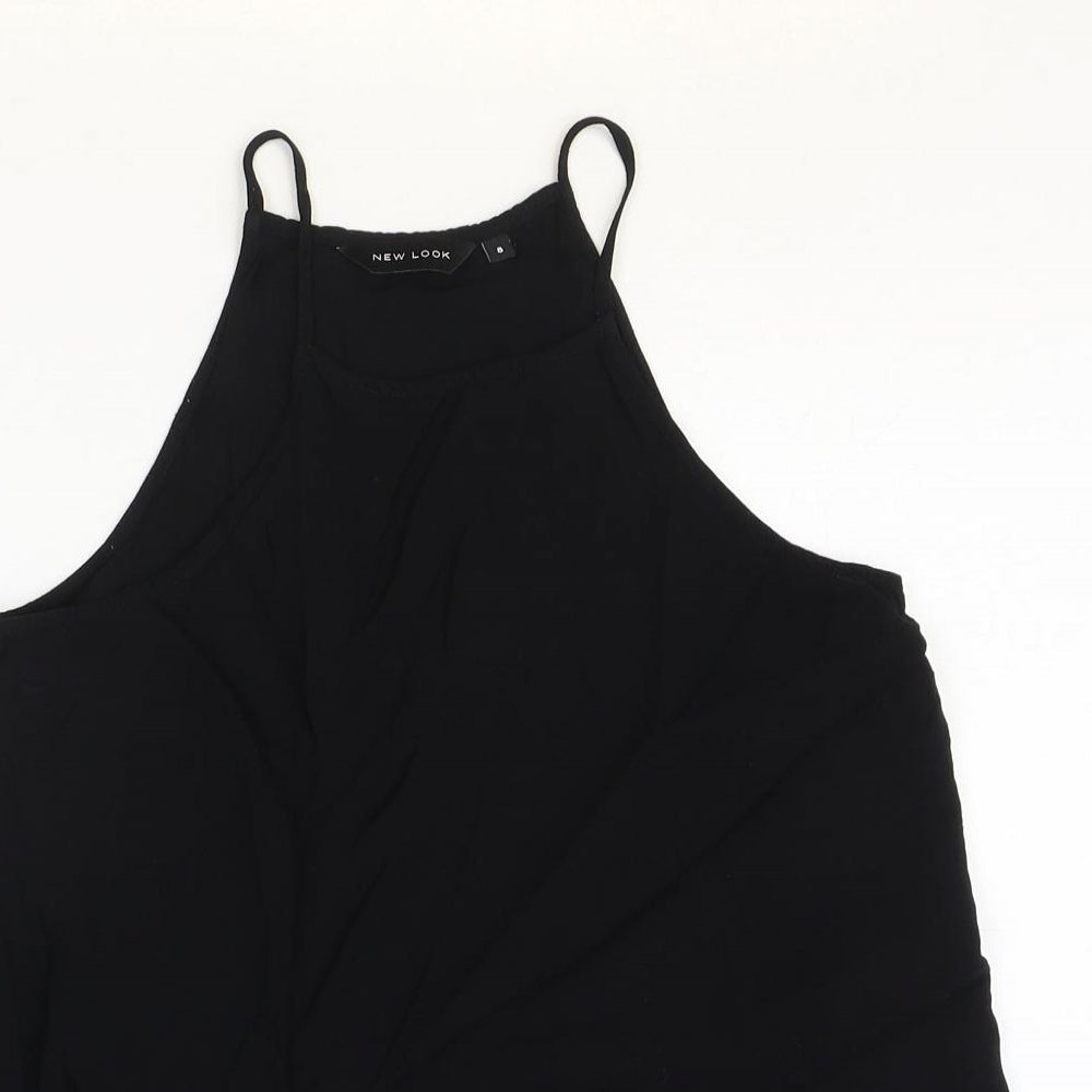 New Look Womens Black Viscose Basic Tank Size 8 Round Neck