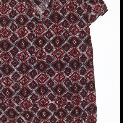 & Other Stories Womens Red Geometric Viscose Shift Size XS V-Neck Pullover