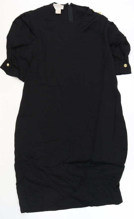 David Warren Womens Black Rayon Sheath Size 10 Round Neck Zip
