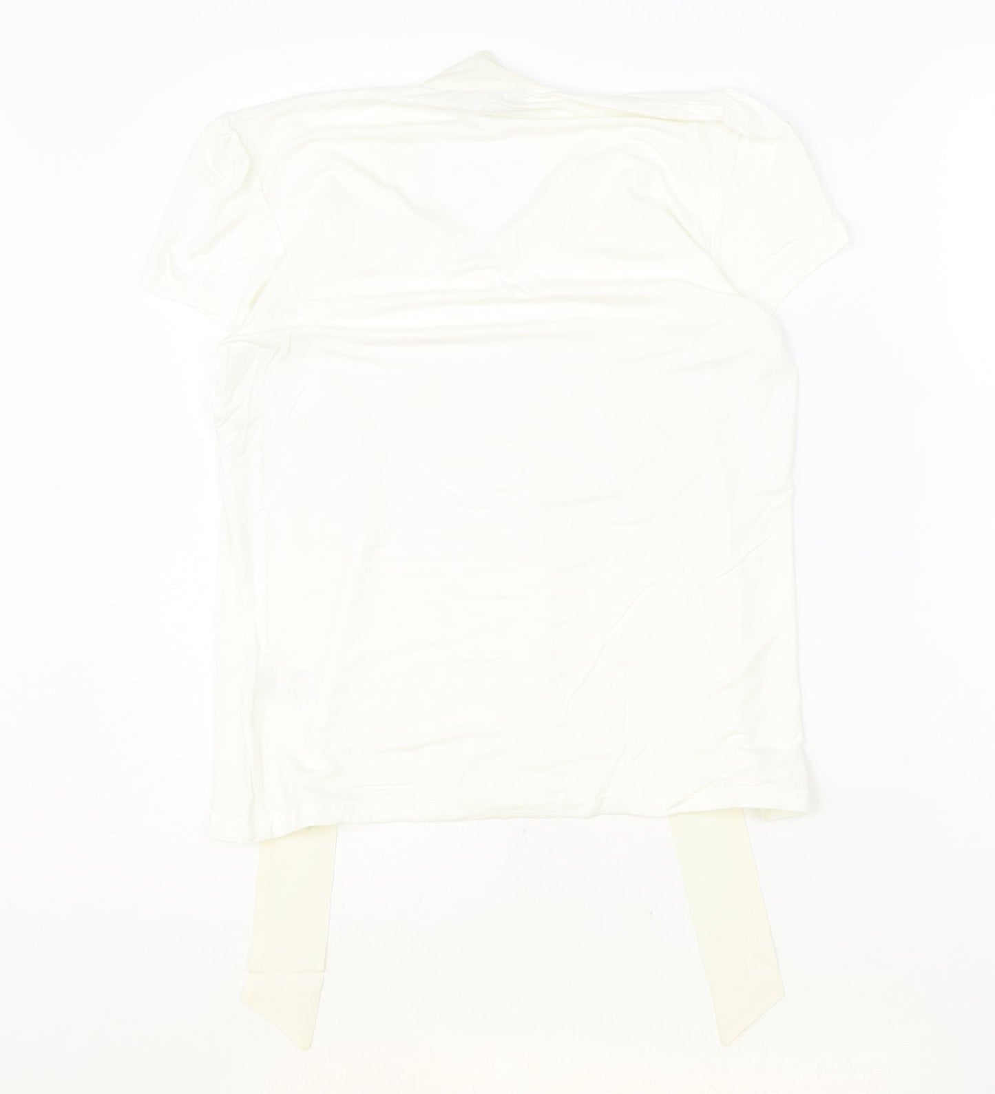 Hallhuber Womens Ivory Viscose Basic Blouse Size M V-Neck