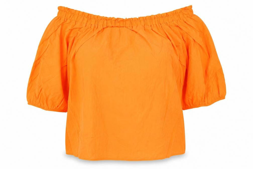 Marks & Spencer Womens Orange Viscose Basic Blouse Size 14 Off the Shoulder