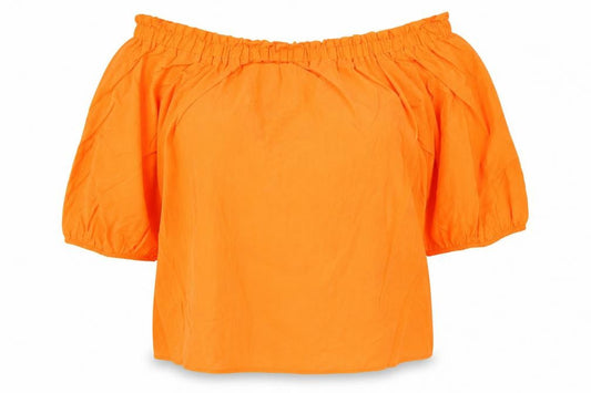 Marks and Spencer Womens Orange Viscose Basic Blouse Size 14 Off the Shoulder