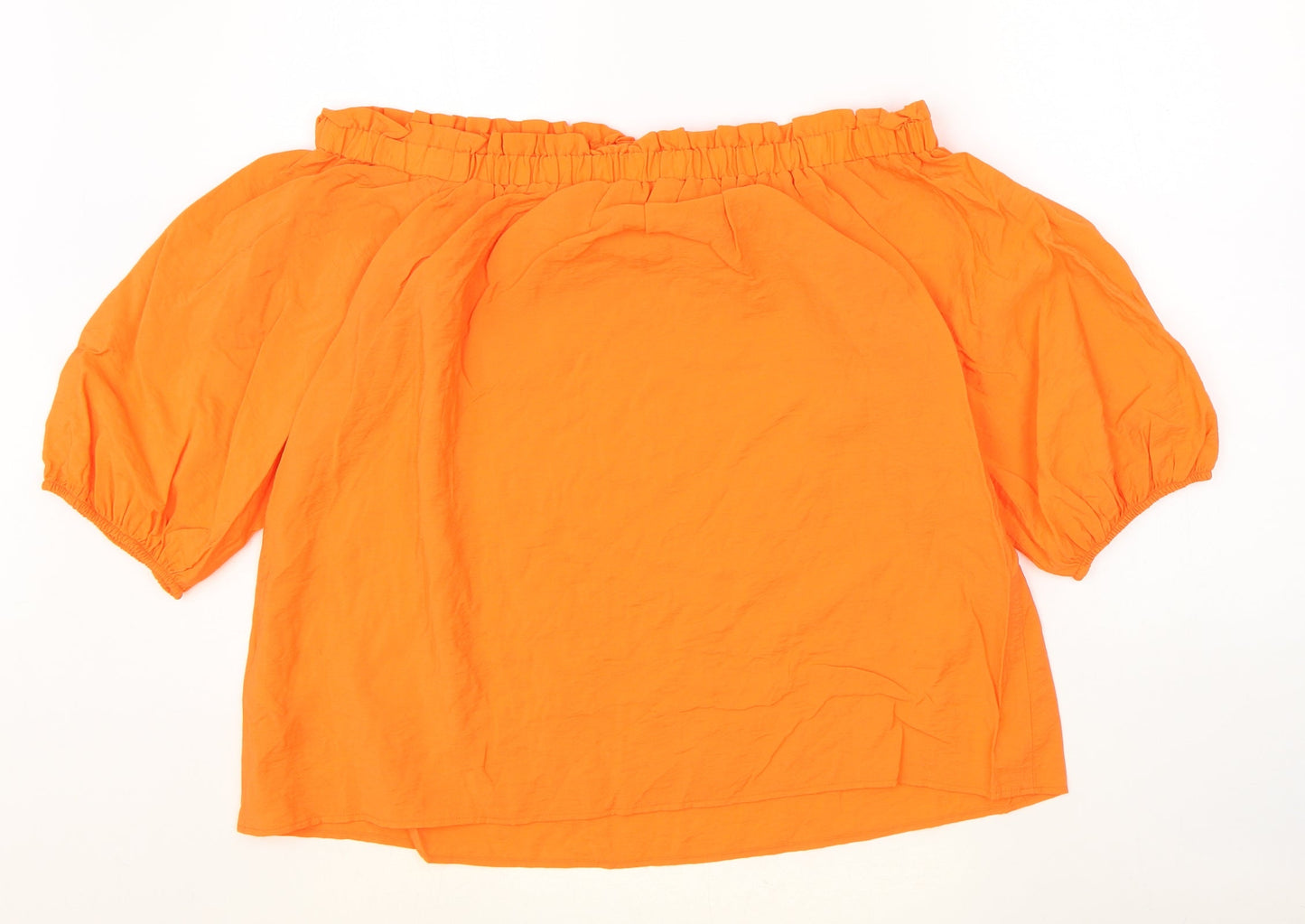 Marks and Spencer Womens Orange Viscose Basic Blouse Size 14 Off the Shoulder
