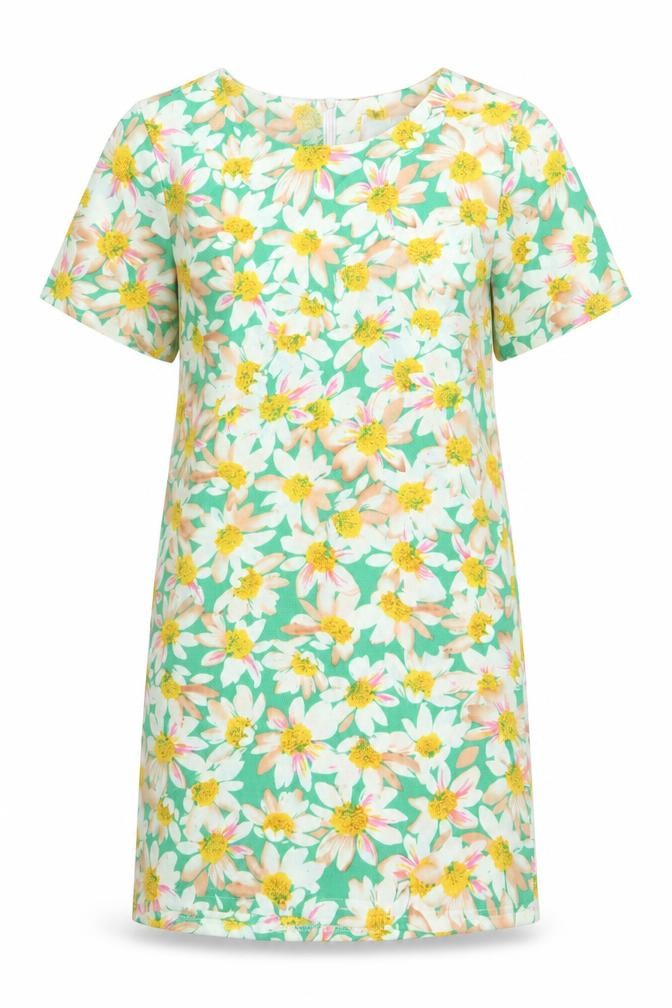 Dolls Paris Womens Multicoloured Geometric Polyester A-Line Size M Round Neck Zip