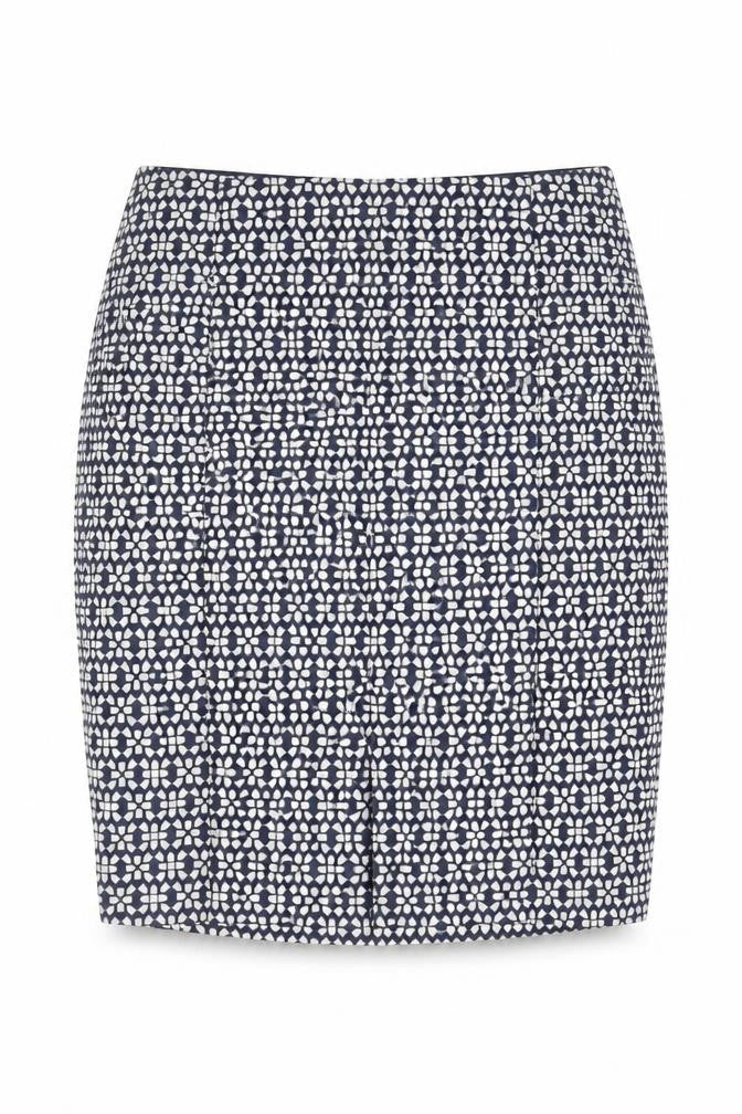 NEXT Womens Blue Geometric Polyester Straight & Pencil Skirt Size 10 Zip
