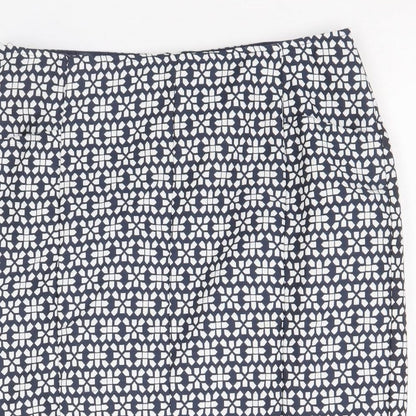 Next Womens Blue Geometric Polyester Straight & Pencil Skirt Size 10 Zip