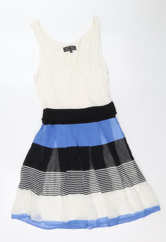 Urban Bliss Womens Multicoloured Colourblock Viscose Trapeze & Swing Size 8 Scoop Neck Zip