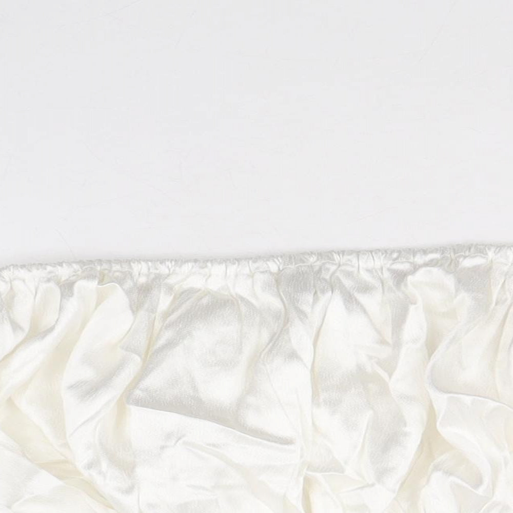Zara Womens White Viscose Cropped Blouse Size M Off the Shoulder - Bardot