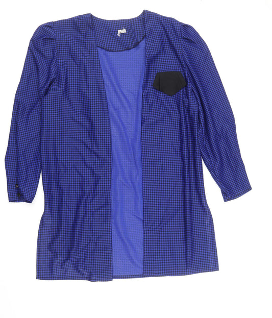Preworn Womens Blue Polyester Kimono Blouse Size 14 Round Neck