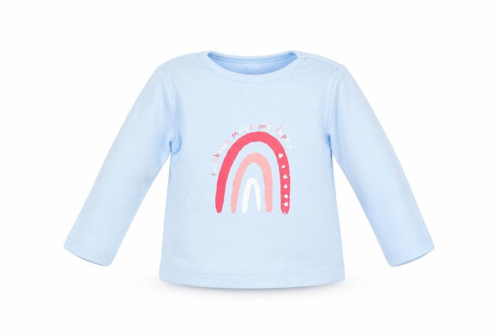 George Girls Blue 100% Cotton Basic T-Shirt Size 0-3 Months Round Neck Pullover - Rainbow