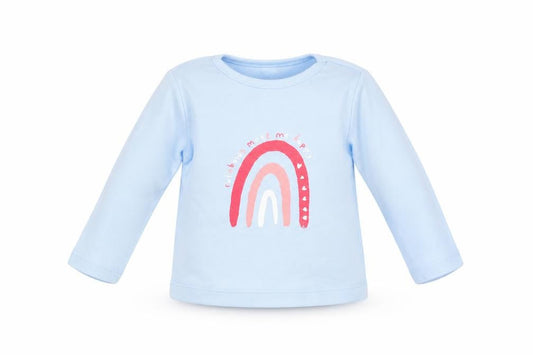 George Girls Blue 100% Cotton Basic T-Shirt Size 0-3 Months Round Neck Pullover - Rainbow