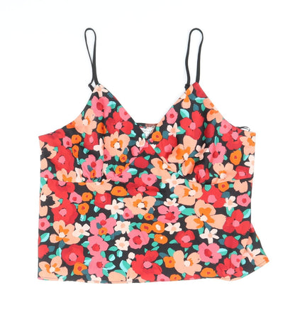 Primark Womens Multicoloured Floral Polyester Cropped Tank Size M V-Neck