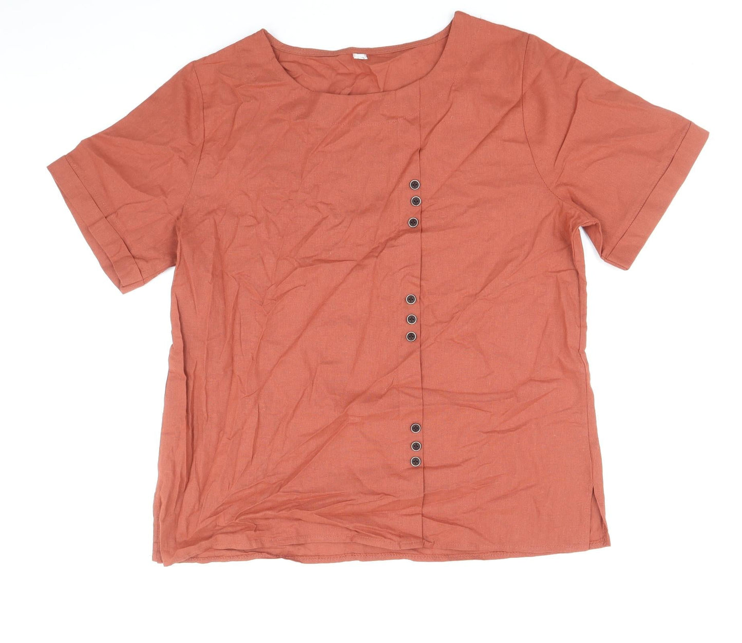 Day You Womens Beige Cotton Basic Blouse Size XL Round Neck
