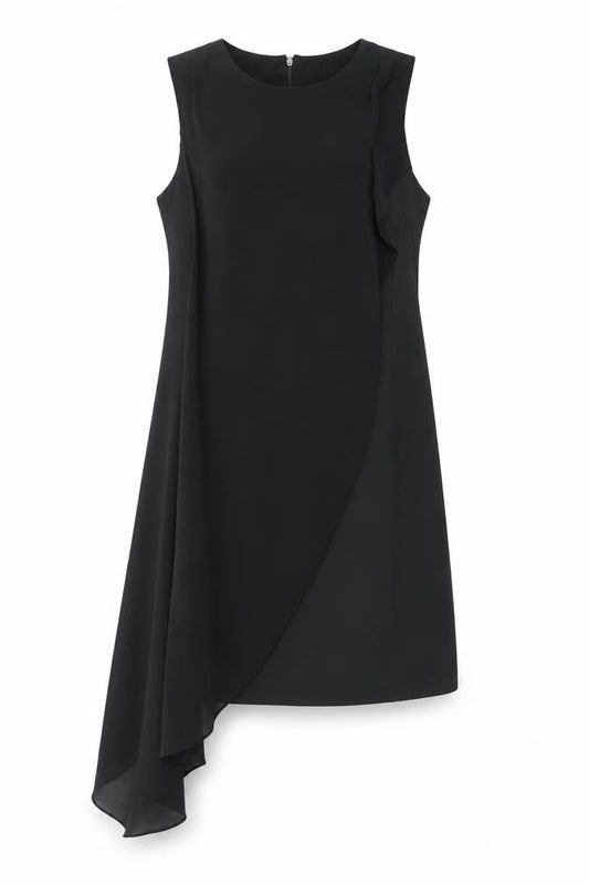 River Island Womens Black Polyester A-Line Size 8 Round Neck Zip