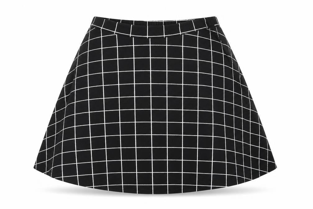 SheIn Womens Black Check Polyester Swing Skirt Size 2XL