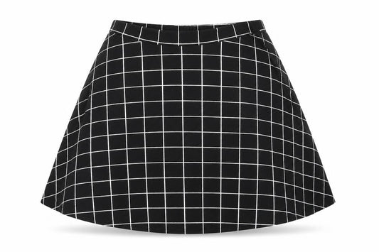 SHEIN Womens Black Check Polyester Swing Skirt Size 2XL