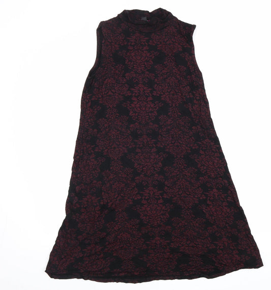 Therapy Womens Red Geometric Viscose A-Line Size XS Mock Neck Pullover