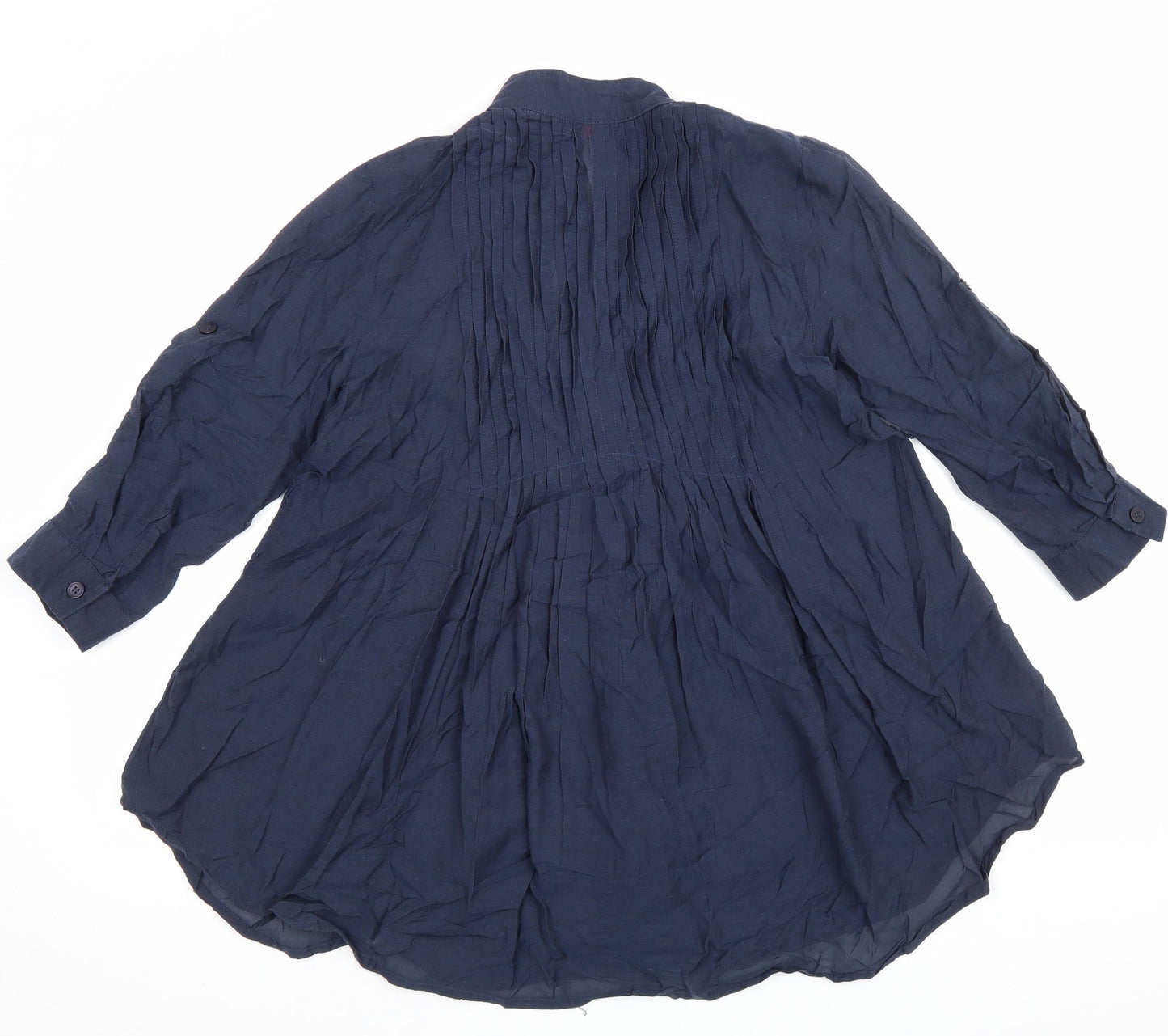 Lux Womens Blue Cotton Basic Blouse Size S V-Neck