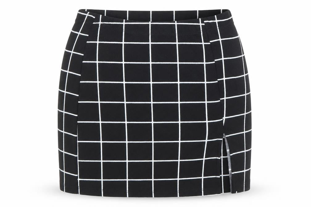 SheIn Womens Black Check Polyester Mini Skirt Size XS