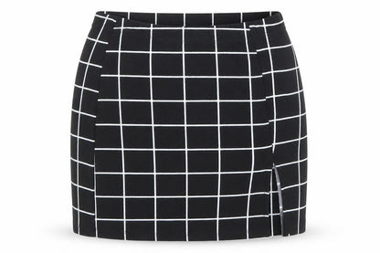 SHEIN Womens Black Check Polyester Mini Skirt Size XS