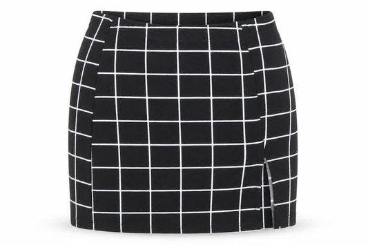 SHEIN Womens Black Check Polyester Mini Skirt Size XS
