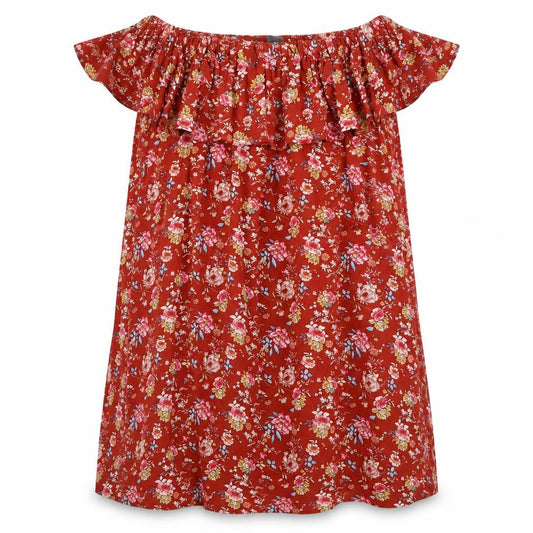 Primark Womens Brown Floral Viscose Trapeze & Swing Size 10 Off the Shoulder Pullover
