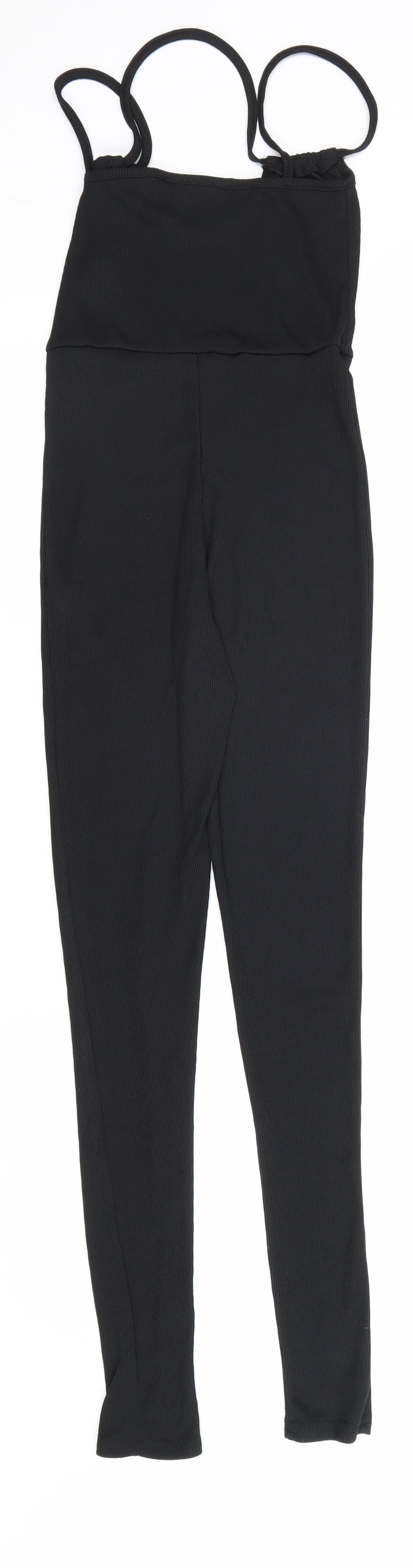 PRETTYLITTLETHING Womens Black Polyester Jumpsuit One-Piece Size 4XL L31 in Pullover