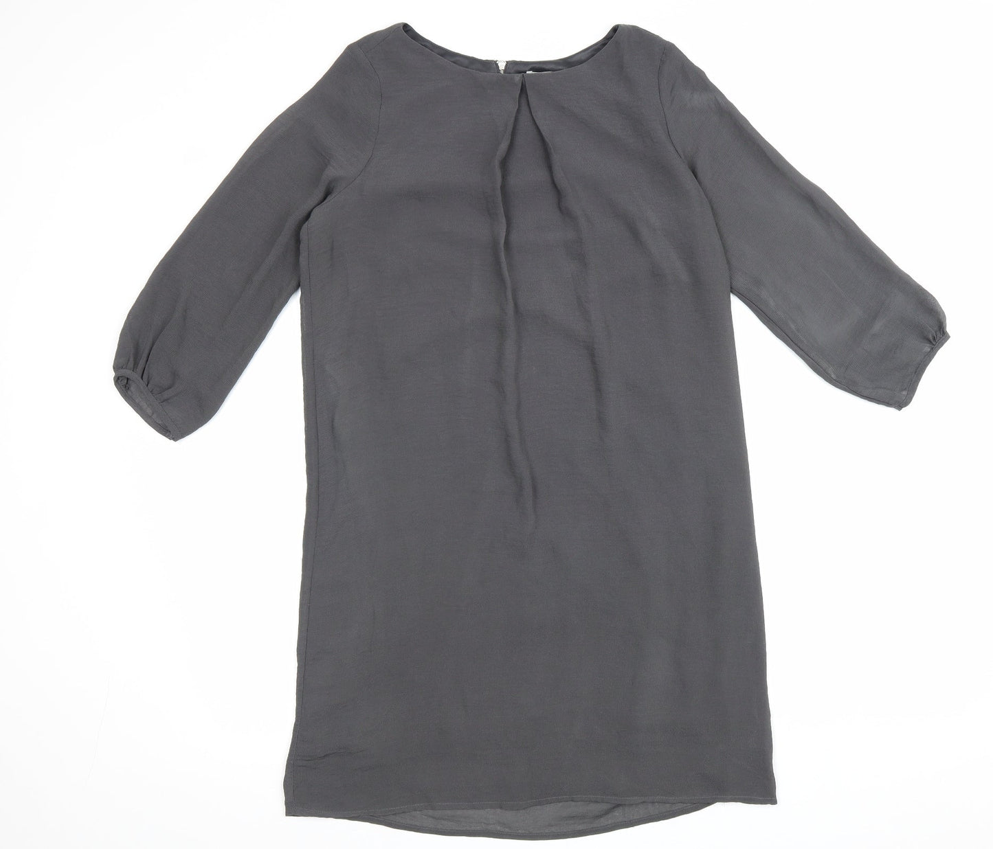 H&M Womens Grey Polyester A-Line Size 10 Round Neck Zip