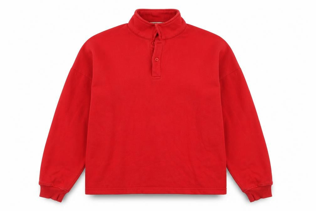 Pull&Bear Womens Red Cotton Pullover Sweatshirt Size XL Button